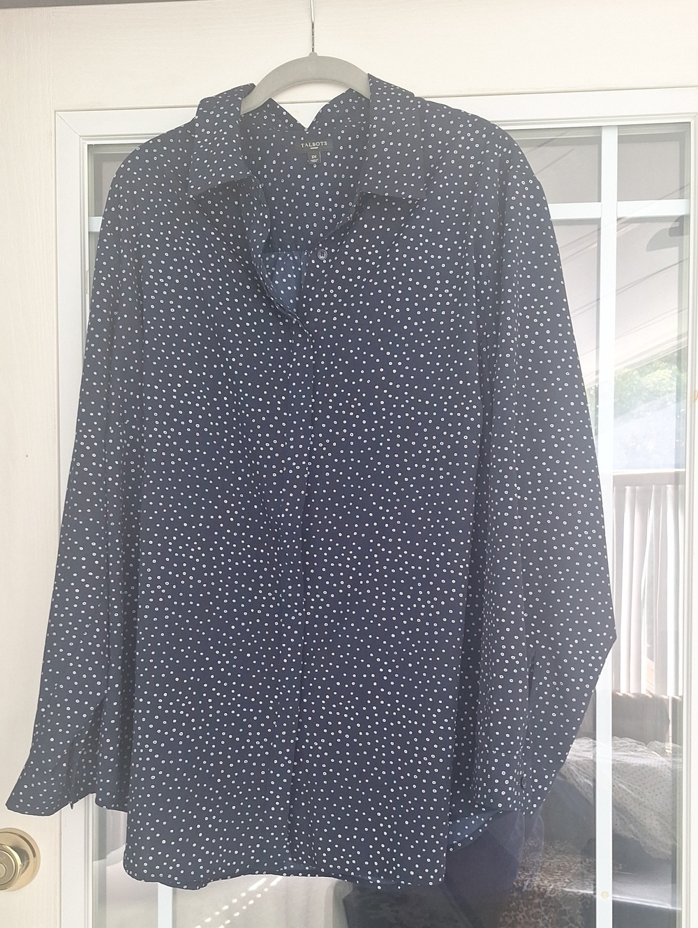 Talbots Navy Polka Dot Button-Up Shirt